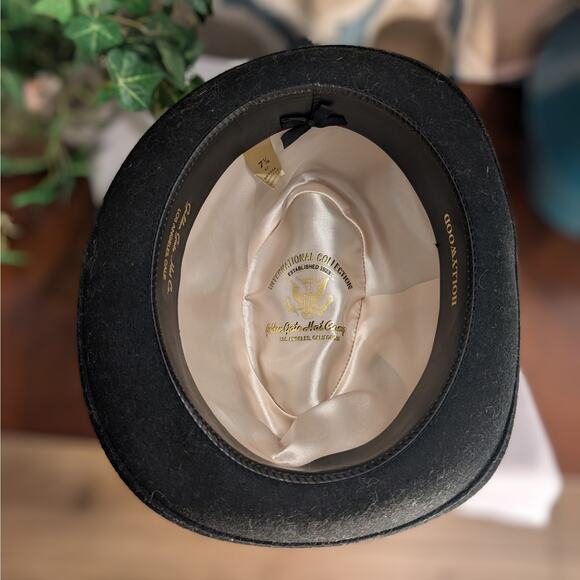 Vintage Black 100% Wool Fedora 7-1/8 Medium 57cm by Golden Gate Hat Co Hollywood - Picture 6 of 10